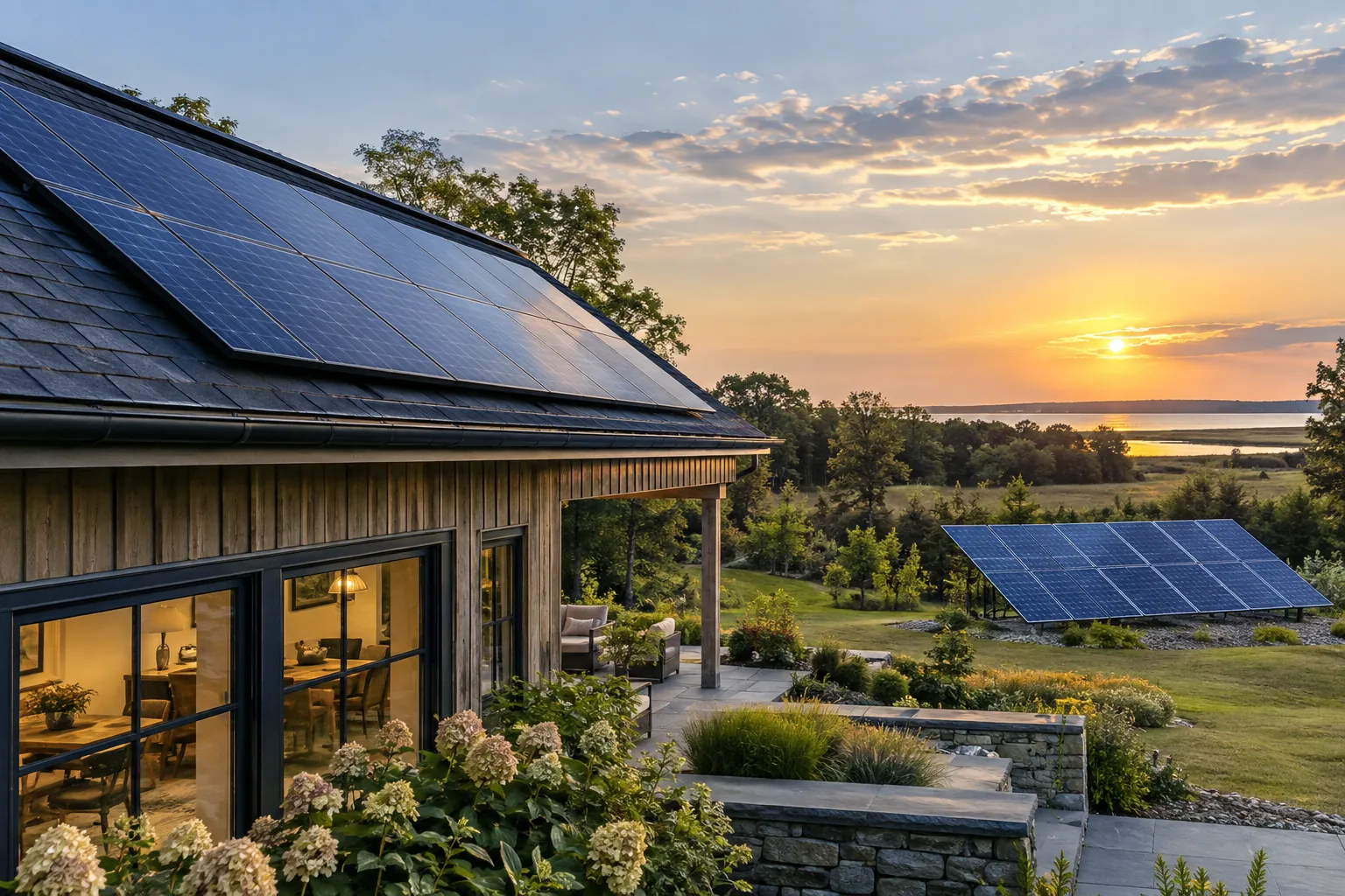 rural property with rooftop and ground solar with credible rooftop solar panels